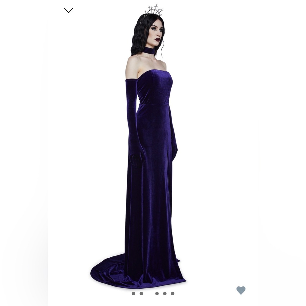 Unholy Dark Purple Velvet Gown 3 Piece Set